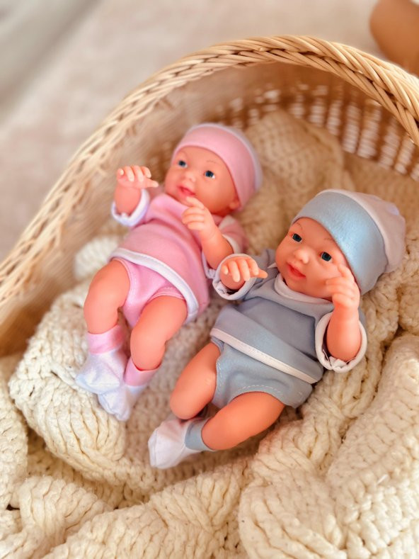 Mavi Ve Pembe Renk Yeni Doğan Gerçek Et Bebek 25 Cm - 3