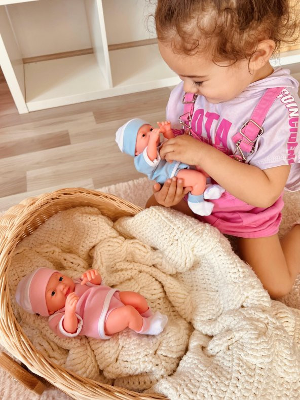 Mavi Ve Pembe Renk Yeni Doğan Gerçek Et Bebek 25 Cm - 4