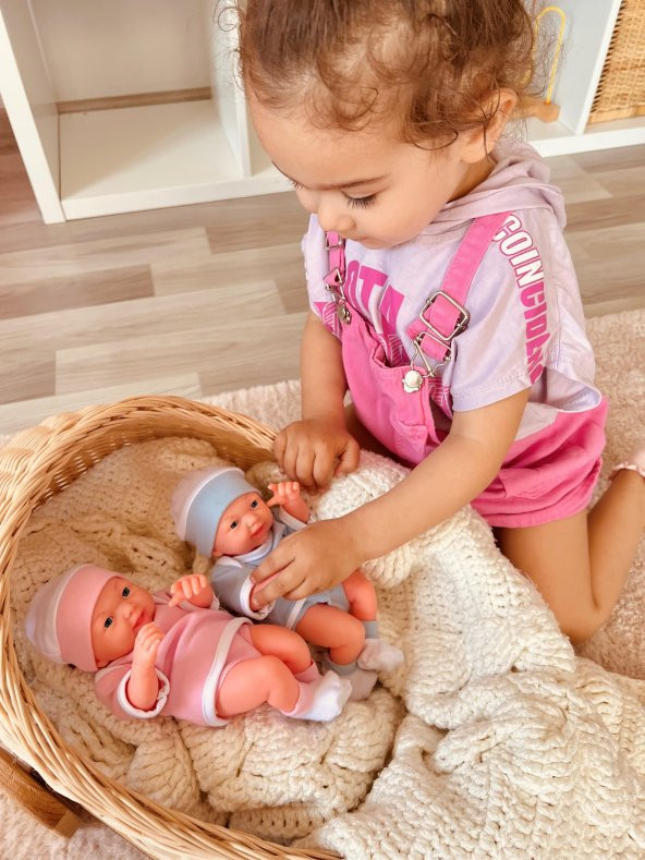 Mavi Ve Pembe Renk Yeni Doğan Gerçek Et Bebek 25 Cm - 6