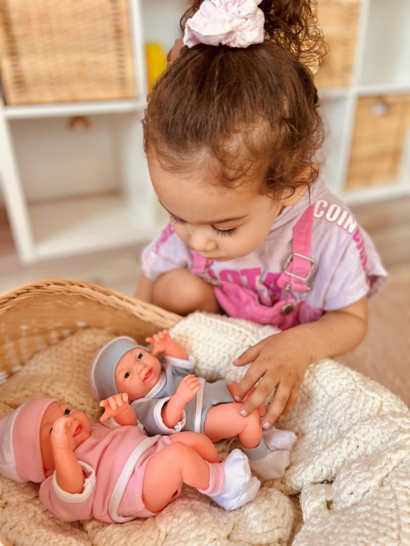 Mavi Ve Pembe Renk Yeni Doğan Gerçek Et Bebek 25 Cm - 7