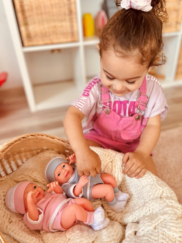 Mavi Ve Pembe Renk Yeni Doğan Gerçek Et Bebek 25 Cm - 8