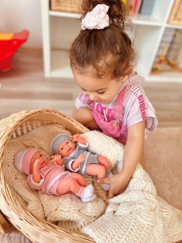 Mavi Ve Pembe Renk Yeni Doğan Gerçek Et Bebek 25 Cm - 9