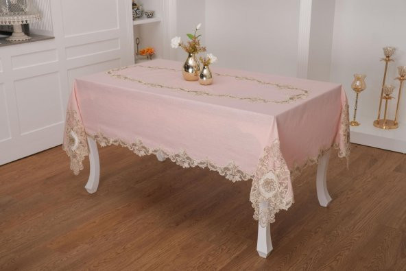 Finezza Anka Lüx Dantelli Simli Keten Kumaş Pudra Masa Örtüsü 160x230 cm - 1167