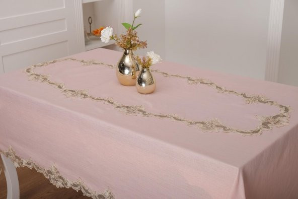 Finezza Anka Lüx Dantelli Simli Keten Kumaş Pudra Masa Örtüsü 160x230 cm - 1167 - 2