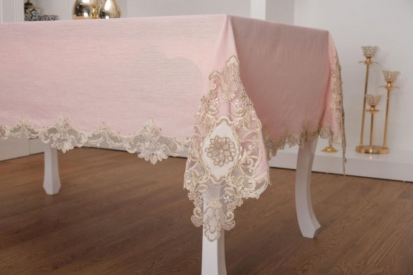 Finezza Anka Lüx Dantelli Simli Keten Kumaş Pudra Masa Örtüsü 160x230 cm - 1167 - 4