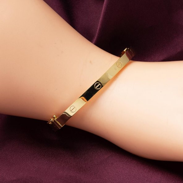 Çivili Taşsız 14 Ayar Altın Kelepçe Bilezik - Resim 2