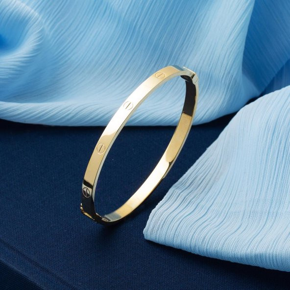 Çivili Taşsız 14 Ayar Altın Kelepçe Bilezik - Resim 4