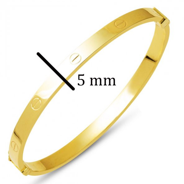 Çivili Taşsız 14 Ayar Altın Kelepçe Bilezik - Resim 5