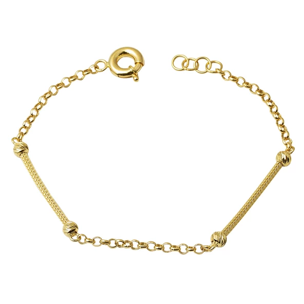 Top Altınlı Örgü Zincir Bileklik - Resim 4