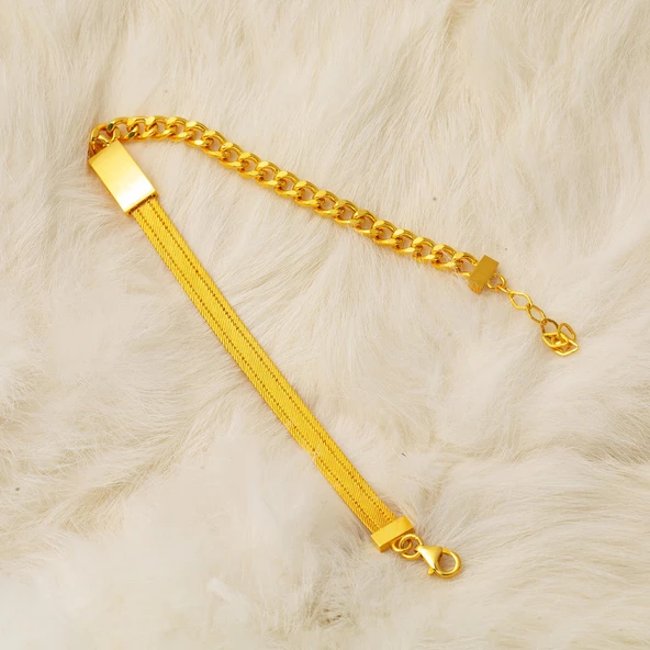 Gurmet Zincirli Hasır Altın Bileklik - Resim 3