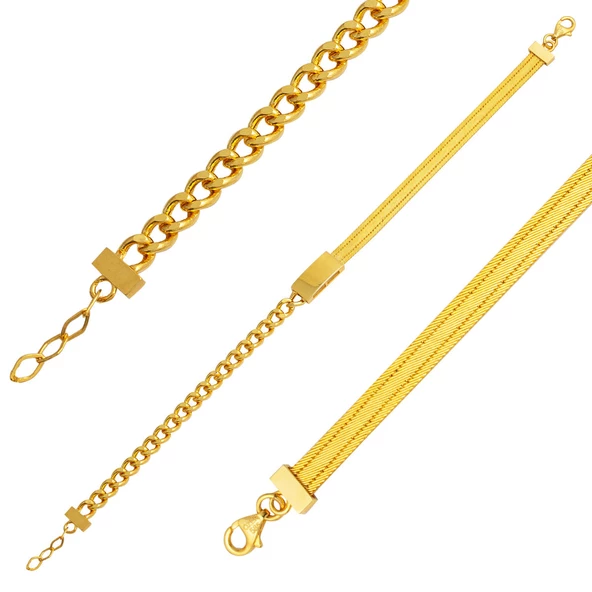 Gurmet Zincirli Hasır Altın Bileklik ürün görseli 1