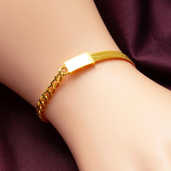 Gurmet Zincirli Hasır Altın Bileklik - Resim 2