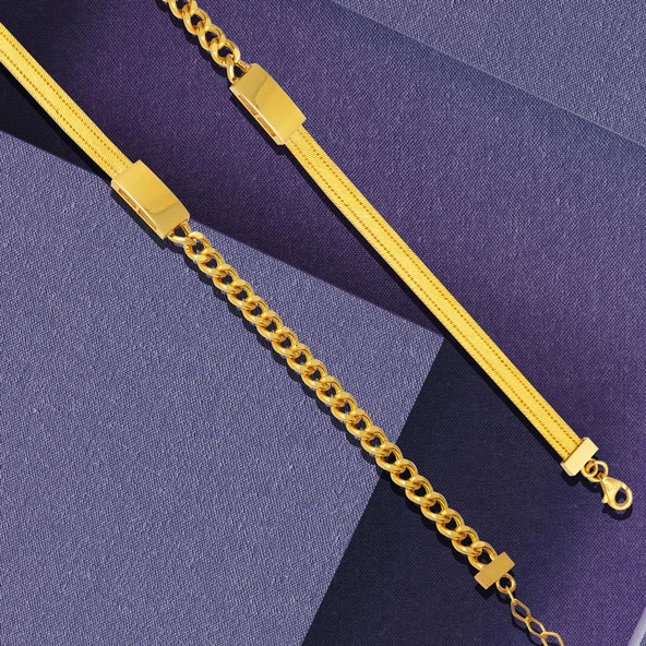 Gurmet Zincirli Hasır Altın Bileklik - Resim 5