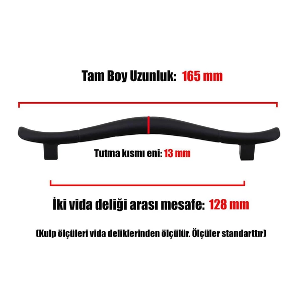 Orkide Çekmece Dolap Dolabı Kulpu Kulbu (128 MM-12.8 CM) Mat Siyah Metal Kulpları Mobilya Mutfak - 3