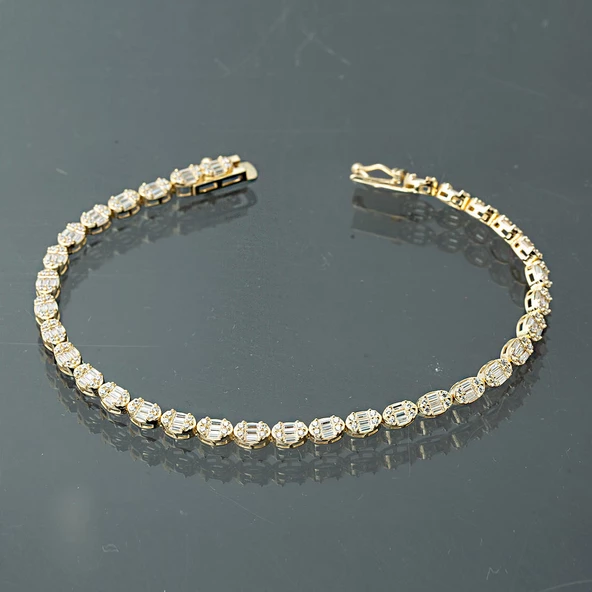 Baget Taşlı 14 Ayar Altın Bileklik - Resim 3