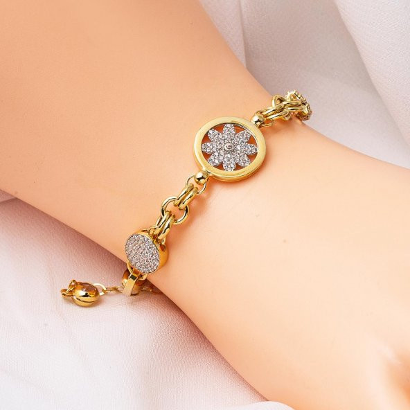 Rüzgar Gülü 14 Ayar Altın Bileklik - Resim 2