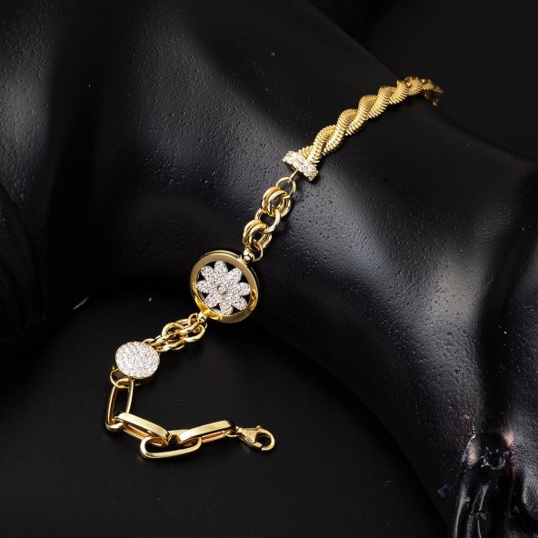 Rüzgar Gülü 14 Ayar Altın Bileklik - Resim 3