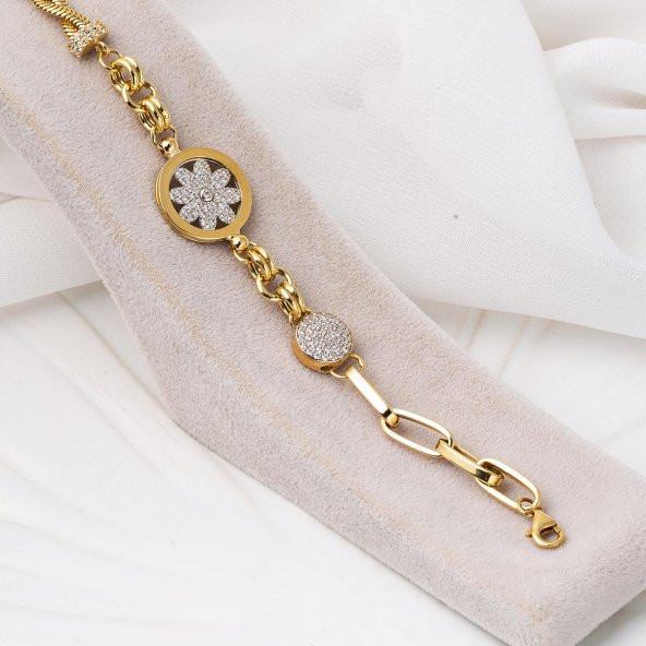 Rüzgar Gülü 14 Ayar Altın Bileklik - Resim 4