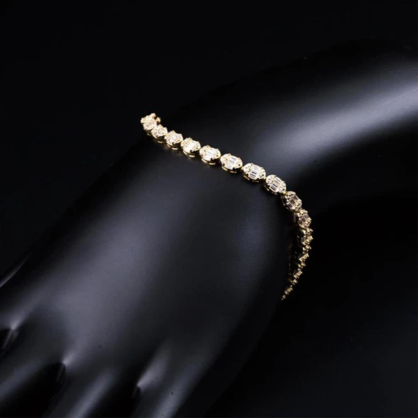 Baget Taşlı 14 Ayar Altın Bileklik - Resim 7