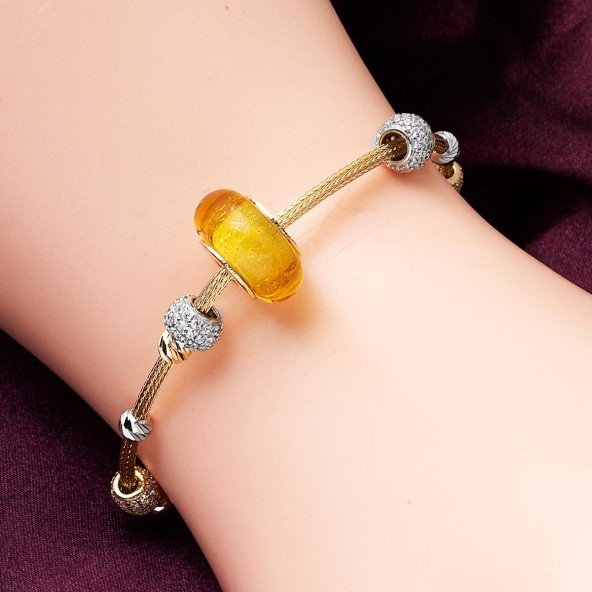 Dorika Toplu Altın Pandora Bileklik - Resim 2