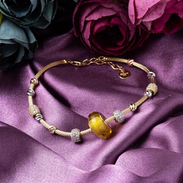 Dorika Toplu Altın Pandora Bileklik - Resim 5