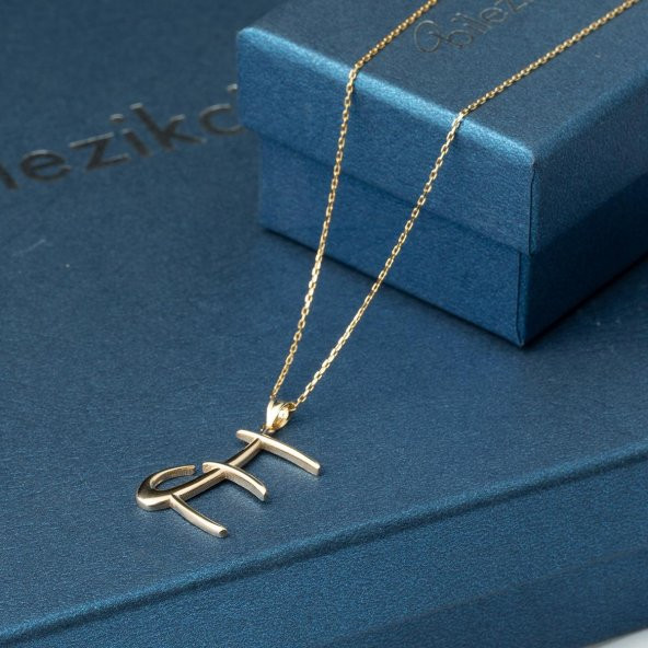 E Harfi 14 Ayar Altın Kolye - Resim 3