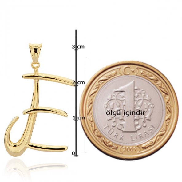 E Harfi 14 Ayar Altın Kolye - Resim 4