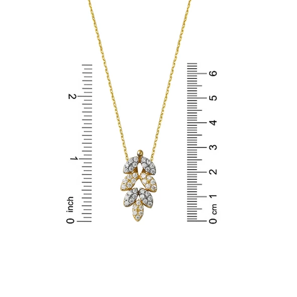 Yaprak Kolye Küpeli Altın Set - 6