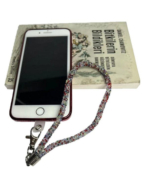 Kristal Parlak Taşlı Telefon El Askısı 35 cm - 6