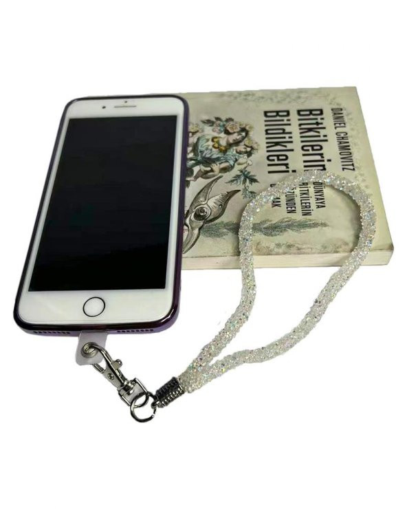 Kristal Parlak Taşlı Telefon El Askısı 35 cm - 8