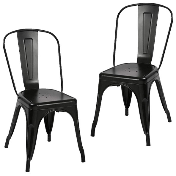 Tolix Kolsuz Metal Sandalye-Siyah(2 Adet)