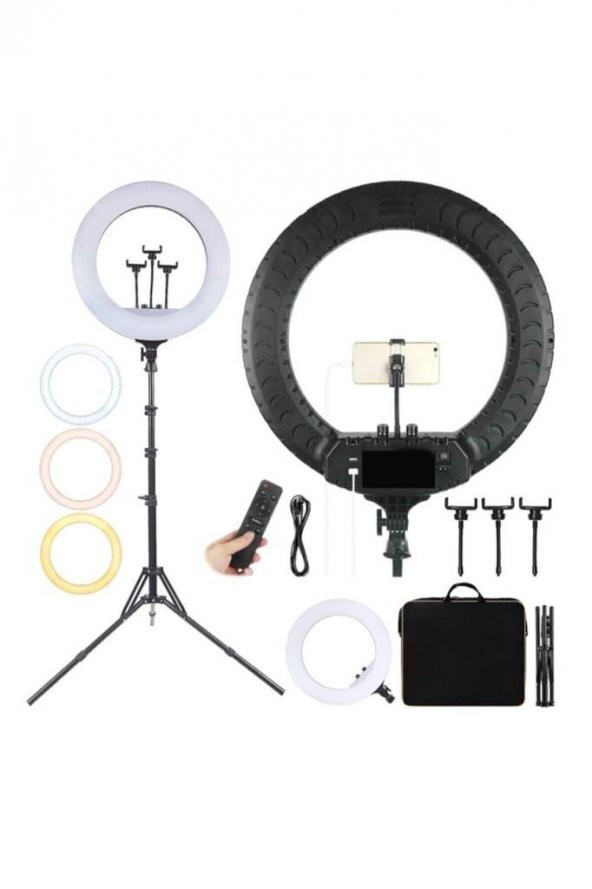 Büyük Boy Ring Light Youtuber Makyaj Güzellik 6500k 65w Kuaför Kit Kumandalı 21 İnç Işık Kaynağı - 2