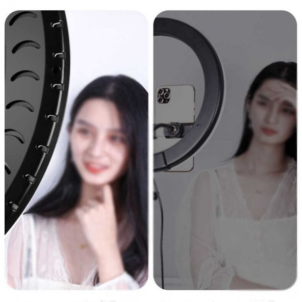 Büyük Boy Ring Light Youtuber Makyaj Güzellik 6500k 65w Kuaför Kit Kumandalı 21 İnç Işık Kaynağı - 12