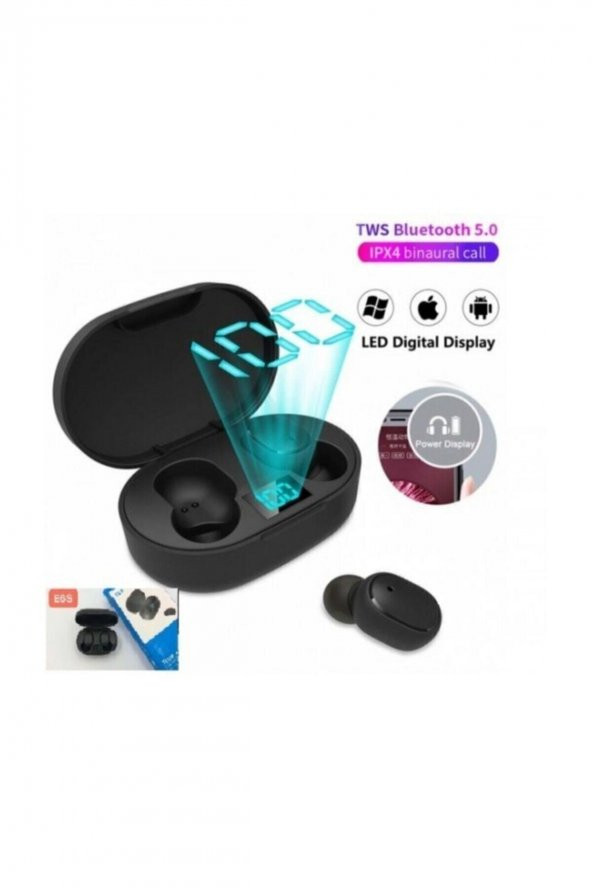 Teknomarketim E6s Tws Diğital Göstergeli Kablosuz Bluetooth Kulaklık Siyah - 2