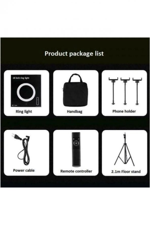 Ring Light 45cm Çap Youtuber Tiktok Led Çantalı Ve Kumandalı 3 Telefon Tutucu Makyaj Güzellik RL-18 - 6