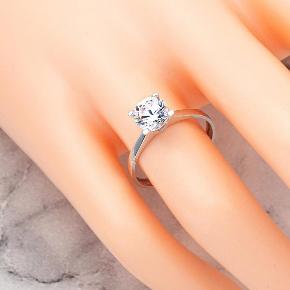 Tektaş 14 Ayar Beyaz Altın Yüzük - Resim 2