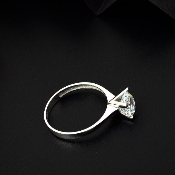 Tektaş 14 Ayar Beyaz Altın Yüzük - Resim 3