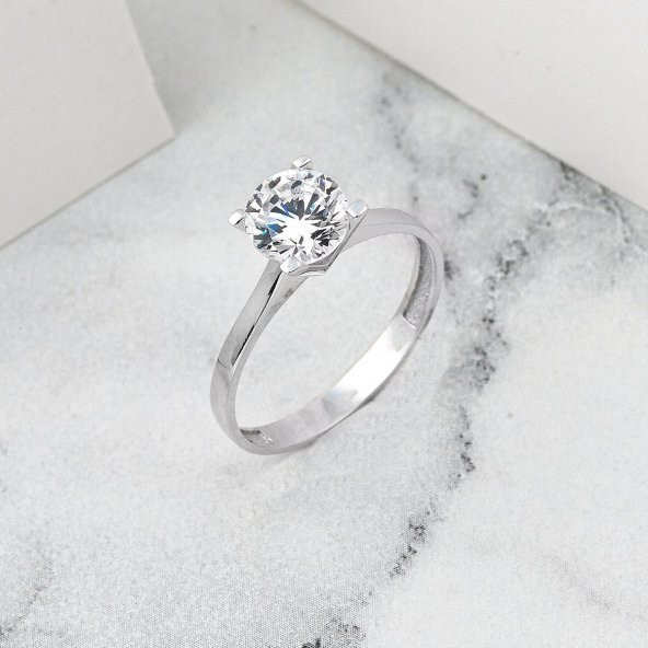 Tektaş 14 Ayar Beyaz Altın Yüzük - Resim 4