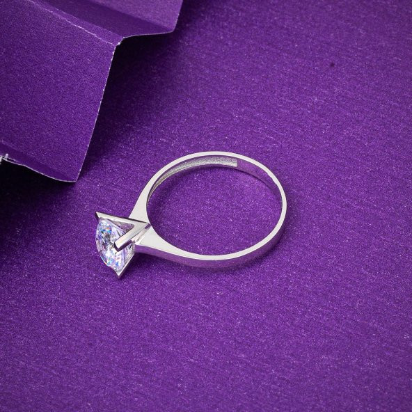 Tektaş 14 Ayar Beyaz Altın Yüzük - Resim 5