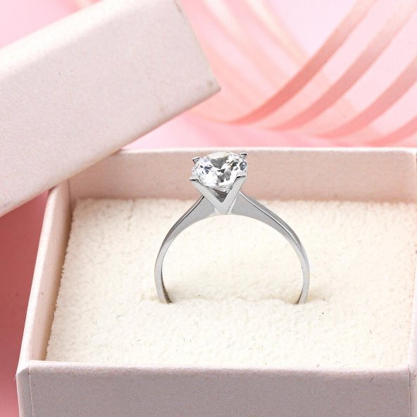 Tektaş 14 Ayar Beyaz Altın Yüzük - Resim 6