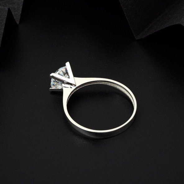 Tektaş 14 Ayar Beyaz Altın Yüzük - Resim 7