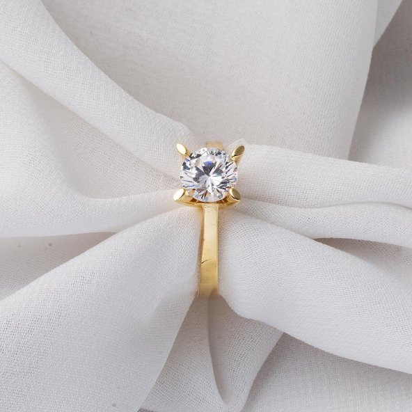 Sevgililer Gününe Özel Tektaş Altın Yüzük - Resim 3