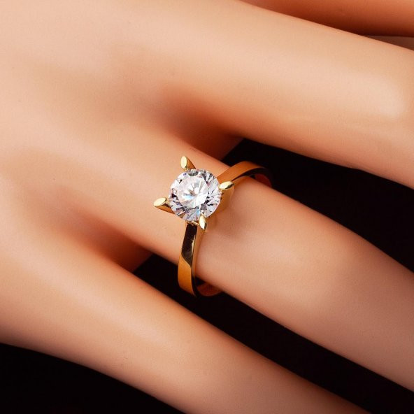 Sevgililer Gününe Özel Tektaş Altın Yüzük - Resim 2