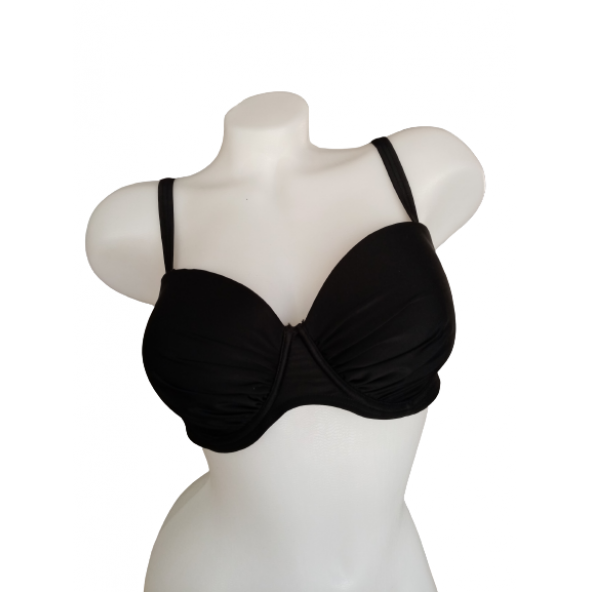 Kadın Siyah Drape Detaylı Bikini Üst
