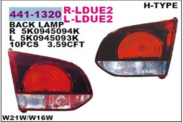 DPO 441-1320R-LDUE2-STOP LAMBASI İÇ SAĞ GOLF6 BM 10-13