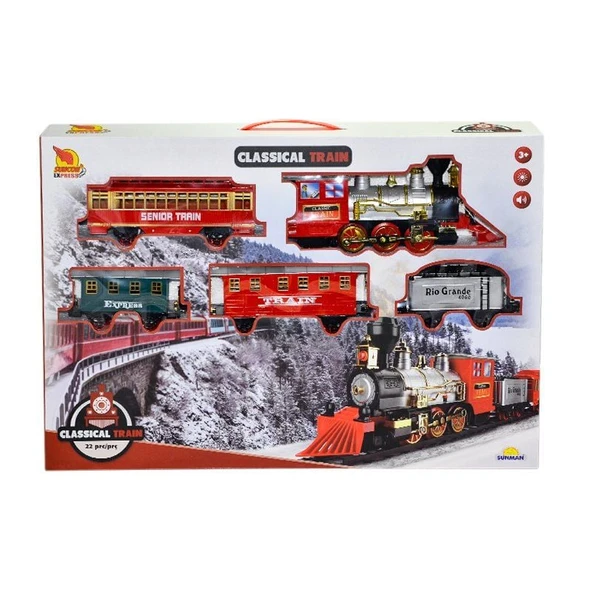 1553 Klasik Tren Seti Sesli ve Işıklı 22 Parça - 1
