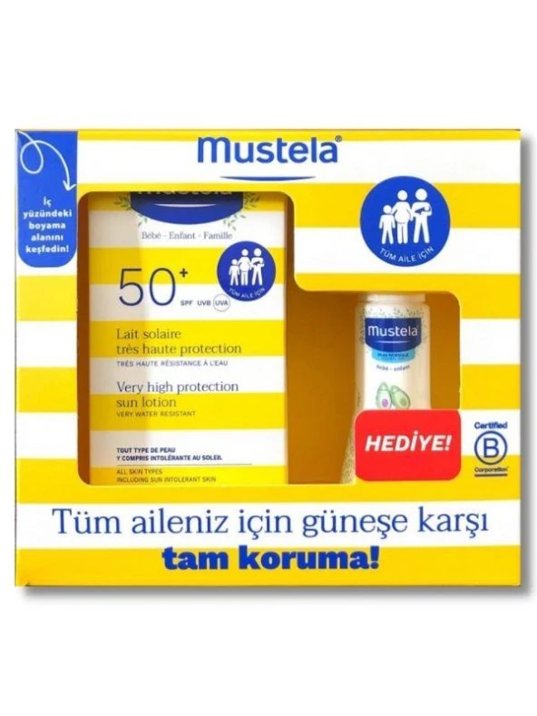 Mustela Spf50+ Çok Yüksek Koruma Faktörlü Güneş Losyonu 100ml + Hydrabebe Vücut Losyonu 50ml