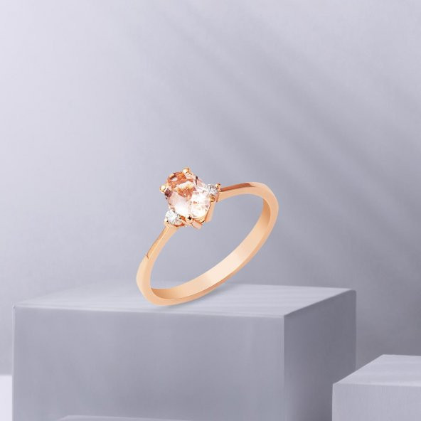 0,51 ct Morganit & 0,06 ct Pırlantalı Yüzük - 3