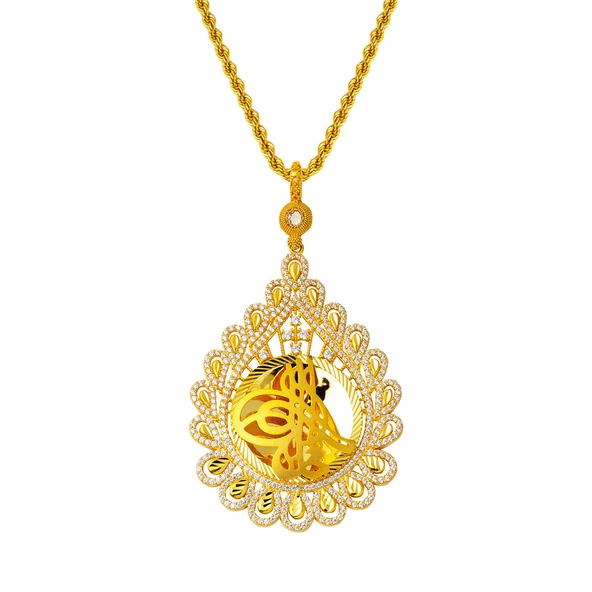 Damla Çerçeve Tuğralı Altın Kolye ürün görseli