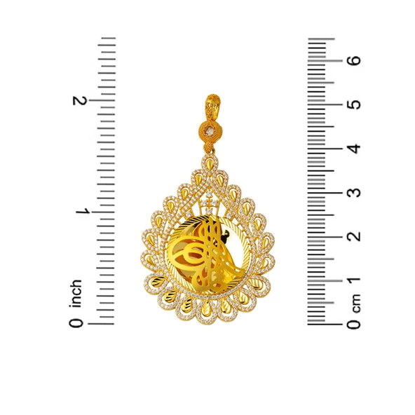 Damla Çerçeve Tuğralı Altın Kolye Ucu - 3